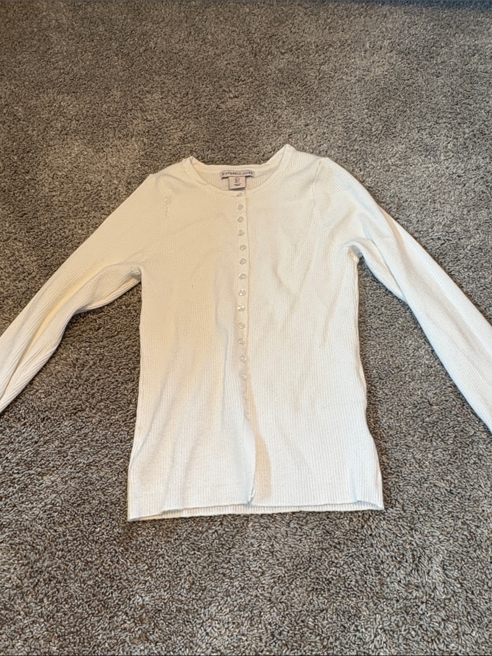 Sincerely Jules Cream Ribbed Button-Front Cardigan